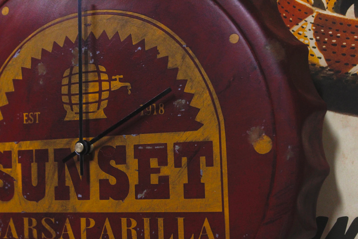 Fallout Inspired Bottle Cap Wall Clock Sunset Sarsaparilla