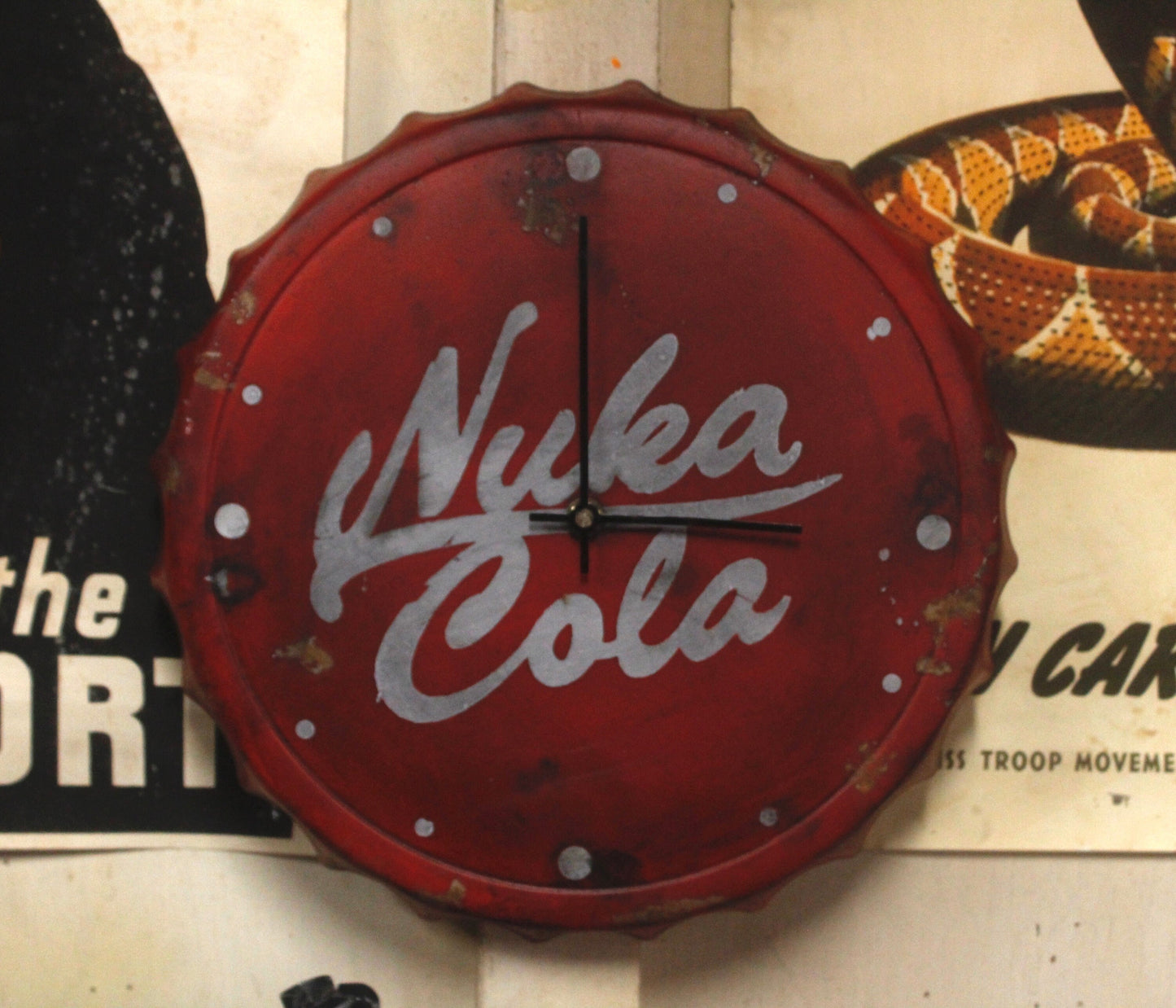 Fallout Inspired Bottle Cap Wall Clock Nuka Cola