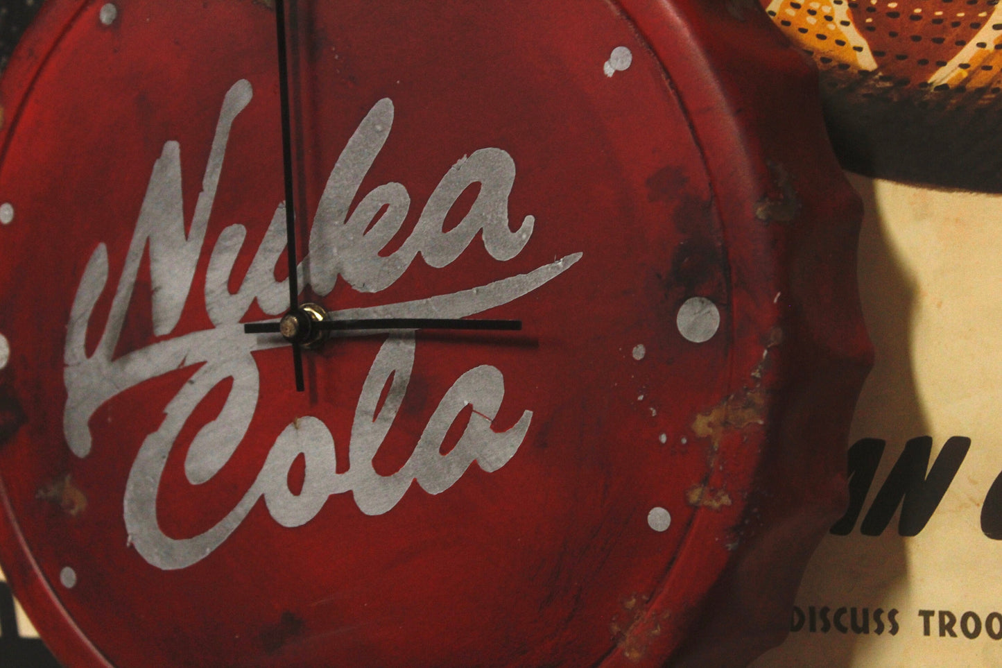 Fallout Inspired Bottle Cap Wall Clock Nuka Cola