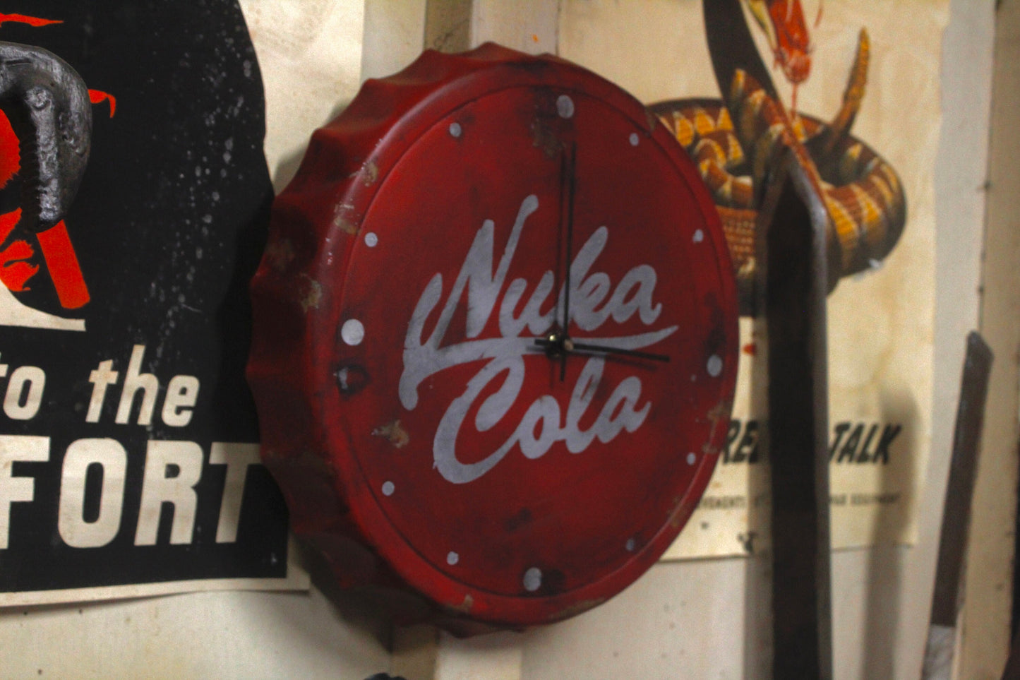 Fallout Inspired Bottle Cap Wall Clock Nuka Cola